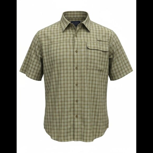 Wrangler Men's Breathable Fishing Shirt - Medium, Green Plaid, Pockets & Mesh 2X - Picture 1 of 8